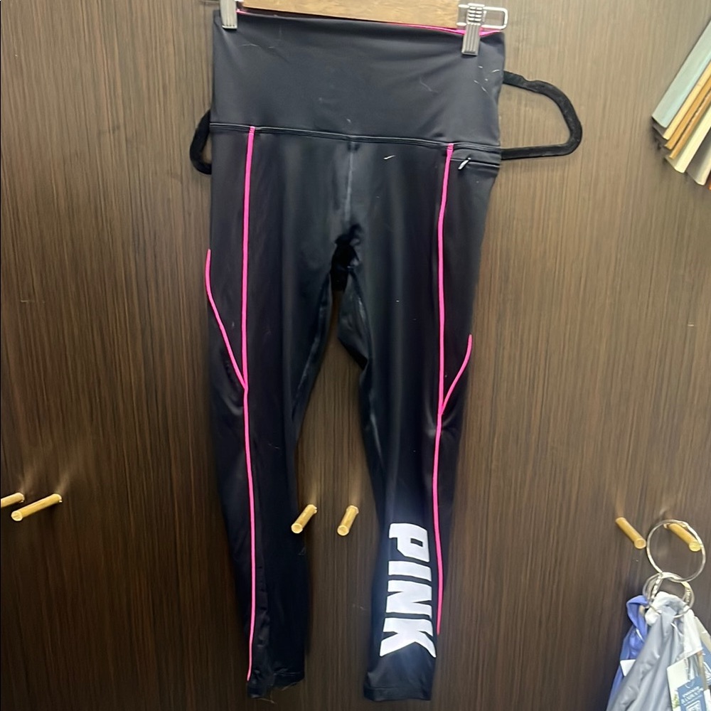 PINK Victoria's Secret Black and Pink Athletic Leggings
